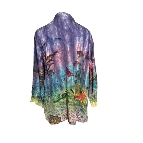 Citron Santa Monica XL Multicolor Button-Up Shirt With Asian-Inspired Waterfall - Picture 4 of 7